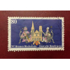 Deutsche Bundespost, Selo postal de 1987 para o 1220 aniversário da fundação da diocese de Bremen<br /><br />Brasão de armas de Bremen em frente à Catedral de Bremen, esquerdo e direito Imperador Carlos Magno e bispo Willehad (valor nominal 80 pfennig)