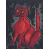 Aldemir Martins, Gato Vermelho com Fundo Azul, Técnica mista sobre papel, 67 alt X 48 larg (cm), acid, Ano: 1953 -Histórico: Exposição MASP 2005/Livro Aldemir Martins por Aldemir Martins Pág.61