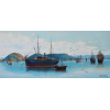 <p>Francisco Calixto - Porto de Santos em 1895 - Óleo sobre tela - 39 alt x 84 larg (cm) - Acid e verso - 2007 - Obra acompanha certificado</p>
