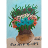 Graciete Borges, Vaso com flores, óleo sobre eucatex, datado de 2021, 26x19cm, sem moldura