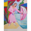 Cícero Dias, Mulher com guarda-chuva, gravura, tiragem 28/200, 95x72cm, sem moldura