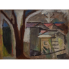 Aldo Bonadei - Telhados do Ibirapuera. Óleo sobre tela, 59x80 cm, 1947, assinado no canto inferior direito