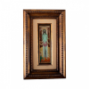 Guignard, Alberto da Veiga. Cristo. óleo s/ madeira, ass. dat. 1960 inf. esq. e ass. dat. 1960 sit. BH dat. Natal 1961 com texto De passagem por Belo Horizonte Dona Helena leva uma saudade do Guignard com etiqueta da Galeria Barcinski e com Diploma de conservação pública à Montmartre Jorge no verso. 38 x 10,2 cm