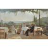 Pedro Weingartner. Terraço Romano. Óleo s/ tela, ass. dat. 1912 sit. Roma inf. dir. 31 x 47cm