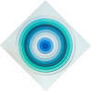 <p>Cukier - Círculos concêntricos em degradê de azul e verde-água. Acrílica sobre madeira, 125x125x7,5 cm, 2021, A.V. Obra reproduzida no catálogo da exposição individual Ponto de Vista, na Galeria Pintura Brasileira, em 2021.</p>