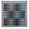<p><em><strong>Antonio Asis</strong></em> - Vibration bandes noir, bleu et torquoise - 10-15. Serigrafia sobre PVC, madeira e me 52x52x13 cm, 2010, A.V.</p>