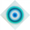 <p><em><strong>Cukier</strong></em> - Círculos concêntricos em degradê de azul e verde-água. Acrílica sobre madeira, 125x125x7,5 cm, 2021, A.V. <strong><em>Obra participou da Exposição individual Ponto de Vista, na Galeria Pintura Brasileira, em 2021.</em></strong></p>