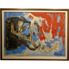 <p>JOHN GRAZ (1891-1980) - Abstração em Vermelho e Azul - OST. Ass. CID e Verso, Dat. 1960, 58 x 80 cm,</p>