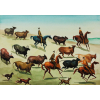 <p>Carybé - Cavalgada. Vinil encerado sobre placa, 35x50 cm, 1982, A.C.I.D</p>