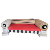 <p class=MsoNormal>DESIGNER NAO IDENTIFICADO POSSIVELMENTE DO MOVIMENTO MEMPHIS-MILANO -Sof&aacute; assim&eacute;trico em ferro, m&aacute;rmore, pl&aacute;stico e t&ecirc;xtil, 70 x 245 x 92 x118 cm aproximadamente. Base de ferro, friso em m&aacute;rmore preto e branco. Assento, espaldar e apoios laterais em t&ecirc;xtil multicolorido, cada apoio lateral, cil&iacute;ndrico e remov&iacute;vel, arrematado por esfera de pl&aacute;stico. Textil n&atilde;o original esferas com pequenos danos. Adquirido em fins da d6cada de 1980 ou comidos da de 1990, em S&atilde;o Paulo, ao marchand Carlos Alberto Ribeiro, j&aacute; falecido, e desde ent&atilde;o em poder do mesmo propriet&aacute;rio Movimento Memphis surgiu em Mil&atilde;o em 1980 e existiu ate 1987, quando o n&uacute;cleo original se dissolve. Criado pelo arquiteto, designer, fotografo e ceramista Ettore Sottsass (1917-2007), que reuniu em torno a si um grupo de jovens designers e arquitetos que reagiam contra a voga racionalista de ent&atilde;o, derivou seu nome do de uma can&ccedil;&atilde;o de BobDylan - &ldquo;Stuck inside of mobile with the Memphis blues again&rdquo; -, e exerceu enorme influ&ecirc;ncia sobre o Desenho Industrial contempor&acirc;neo, inclusive no Brasil (Irm&atilde;os Campana, Fernando Jaeger). Irreverente, antinacional, anticonvencional, pop, kitsch, bizarro, irracional, de mau gosto, mais para ver do que para usar, o movimento contou entre seus designers com Andrea Brazi, Alessandro Mendini, Matteo Thon, Michele de Lucchi, George Sowden, Natalhie du Pasquier. Martine Bedin, Peter Shire, Shiro Kuramata, Massami Umeda e Javier Mariscal, entre outros, e ficou conhecido no Brasil depois que o MASP inaugurou em 1984 a exposi&ccedil;&atilde;o Memphis, Design e Arte: de uma superf&iacute;cie para outra. Em 2013 a Firma Casa, de S&atilde;o Paulo, tamb&eacute;m realizou uma exposi&ccedil;&atilde;o da Memphis-Milano, com curadoria de Marco Zanini, membro do grupo original.&nbsp;</p>