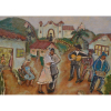 ANITA MALFATTI (1889 - 1964)<br />Casamento caipira<br />óleo s/ tela<br />45 x 54 cm<br />ass. inf. direito e verso<br />Reproduzido no livro/catálogo da Exposição individual da artista no Museu Oscar Niemeyer em 2012, à página 98 (acompanha o livro).<br />Registrado no Projeto Anita Malfatti.<br />Participou de diversas exposições organizadas pelo Projeto.<br /><br />Considerada um dos principais nomes do modernismo,juntamente com Tarsila do Amarale Pagum deu voz às mulheres nesse período. O “Casamento caipira” representa a ludicidade de inspiração nacionalista, comreferências naif que marcam a trajetória de Anita Malfati.