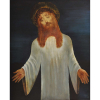 TERUZ, Orlando (1902 - 1984) - Cristo ressurreto - 1975 - Óleo s/ madeira - ass. inf. direito e verso - 100 x 80 cm - Registrado no Projeto Teruz sob o n. 035.