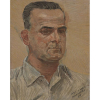 PORTINARI, Cândido (1903 -1962) - 1957 - Retrato do Dr. Mem Sardinha Xavier da Silveira (Dr. Mem Sardinha, foi médico de Portinari) - Óleo s/ madeira - ass. inf. direito - 41 x 33 cm - Registrado no Projeto sob o n. FCO 909 CR 4103. Reproduzido no catálogo Raisonné do artista, vol. IV, pág. 264.