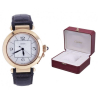 Cartier - Modelo Pasha, Análogo, Movimento Automático, Caixa de 42 mm em ouro rose, Pulseira em couro de crocodilo marrom e fecho basculante, Acompanha caixa