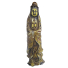 Belíssima escultura, de coleção, do Séc. XIX, em marfim oriental, profusamente policromado, representando Divindade. Alt. 12,5cm 