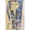 E. DI CAVALCANTI - MENINA COM PÁSSARO - TÉCNICA MISTA - 26X17cm. Apresenta certificado de autenticidade.