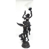 Kossowisk - Luminária para 1 luz em petit bronze, representando Anjo com figura feminina. Cúpula em plástico fosco. (com restauros). Alt. sem cúpula 84cm.
