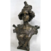 A. Nelson - escultura em bronze, estilo Art-Noveau, representando Busto Feminino. Alt. 46cm. 