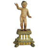 Menino Deus - Imagem portuguesa do Séc. XIX, em madeira. Base em madeira dourada. Alt. da imagem 21cm. Alt. total 33cm.