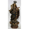 Nossa Senhora do Rosário - Imagem em madeira policromada. Minas, Séc. XIX. Coroa em prata filigranada. Alt. imagem 36cm. 