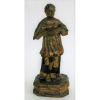 São Caetano de Thierre - Rara e bela imagem em miniatura, de coleção, em madeira policromada. Sec. XIX. Alt. 3,5 cm.