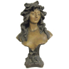 Ragnotti - Belíssima escultura francesa, art-noveau, circa de 1920, em terracota, representando Busto Feminino. Assinado e com selo produção francesa. Alt. 68cm.