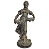 H. Levasseur - Escultura em bronze francês, representando Vendedora de flores. Assinada. Base em mármore. Alt. total 71 cm.