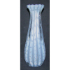 Belíssimo vaso em Murano italiano dos anos 50, na cor azul, trabalhado em gomos e decorado internamente com pó de ouro e bolhas de ar. Borda ondulada. Alt. 43cm.