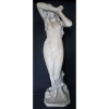 Assinatura Ilegível - Escultura em pó de mármore com influência Art-Noveau, representando Jovem. (pequenas perdas causadas pelo tempo, pois a peça estava exposta ao tempo). Alt. 112cm.