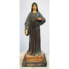 Escultura francesa em bronze e marfim, representando Sagrado Coração de Jesus. Base de mármore em degraus. (1 dedo com pequena quebra). Alt. total 33cm.