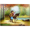 J. BAUMY - CENA DE CAMPO COM CRIANÇAS E BURRICO - PINTURA SOBRE PORCELANA - 25X34cm.
