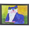 ALDEMIR MARTINS - GATO AZUL - ASC - 30x42 cm. Acompanha certificado de autenticidade emitida por marchand de importante galeria de arte de SP. Obra já revisada pelo Projeto Aldemir Martins.