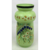 Vaso em opalina europeia, na tonalidade verde água e decorado com pintura floral e arabescos em policromia. Alt. 26,5 cm.