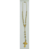 Cordão em ouro contrastado 750, com pingente contendo medalha com Nossa Senhora e Cruz na ponta. Comp. aberto 42,5cm. Peso 7.8g. Este ítem não se encontra no local do leilão.