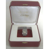 Cartier - Relógio feminino quartzo, caixa e bracelete em aço. Mostrador branco com algarismos romanos, vidro de safira e coroa com safira. Com certificado.