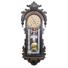 ANSONIA CLOCK COMPANY- QUEEN ISABELLA- N.Y. - U.S.A. 1904- Relógio de parede, com caixa em madeira entalhada. Porta com vidro original com gravação .(...) An uncommon model; for details see Tran Duy Ly's book on Ansonia (1998) page 191, figure 624. Med. 100x39x14 cm.