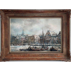 Win Van Dijk (Westmass, Holanda, 1915 - Petrópolis - RJ, 1990)<br />Winter in Haarlem (Holanda)<br />Medidas: 55 x 81,5 cm. / 81,5 x 108,5 cm.<br /><br />Na Holanda, estuda Academia de Belas Artes e Universidade de Leiden.<br /><br />Lutou na resistência aos nazistas na Segunda Guerra Mundial, onde perdeu duas pernas em uma trincheira. Terminada a Guerra vem ao Brasil como 1º Adido Cultural nomeado pela Rainha Guilhermina da Holanda.<br /><br />Em 1935, ganhou o Prix de de Rome (Prêmio de Roma), bolsa de estudo destinada a estudantes das artes e atribuída pelo governo francês. Foi criado em 1663 durante o reinado de Luís XIV e suprimido em 1968.<br /><br />em 1936, recebe medalha de ouro no Salão de Milão.<br /><br />Em 1938, pinta o maior mural do norte da Europa na catedral de Helsinki.<br /><br />Em 1938, exibe no Salon des Independants de Paris. <br /><br />Em 1938, exibe no Museu Boymans de Rotterdan.<br /><br />Em 1947, com o fim da guerra onde lutou, é nomeado 1º adido cultural da Holanda no Brasil.<br /><br />Em 1948, é publicada biografia sobre Win Van Dijk, intitulada L'Homme, Le Peintre, L'Oeuvre.<br /><br />Em 1948, a convite de Assis Chateaubriand, proferiu uma conferência no MASP sobre a obra de Rembrandt.<br /><br />Em 1951, O cineasta Isaac Rozemberg filma, a partir de trabalhos executados ao vivo, por Van Dijk o curta-metragem Bahia Pitoresca, que ganha o 1º prêmio no festival de Mar del Plata, Argentina;<br /><br />Em 1951, O Museu Nacional de Belas Artes adquire a tela Amsterdam no Inverno.<br /><br />Em 1952, obtêm a Medalha de ouro no Salão dos Artistas Brasileiros no Teatro Municipal do Rio de Janeiro.<br /><br />Em 1952, obtém medalha de ouro no Salão Fluminense do Governo do Estado do Rio de Janeiro.<br /><br />Em 1953, a empresa Roche da Suíça encomenda uma série, Igrejas do Brasil.<br /><br />Em 1958, torna-se Cavalheiro de Honra da Associação Artística Les Violetti Picards Normands de Paris.<br /><br />Em 1959, o Museu Nacional de Belas Artes realiza uma grande exposição de Van Dijk.<br /><br />Em 1960, o Museu Nacional de Belas Artes realiza nova exposição.<br /><br />Em 1964, realiza exposição no Museu de Kopenhagen, na Dinamarca.<br /><br />Em 1966, recebe o prêmio Victor Meirelles da Academia Brasileira de Letras<br /><br />Em 1966, o Museu Nacional do Hermitage, de São Petersburgo na Rússia adquire obras de Van Dijk.<br /><br />Em 1968, A Rainha Elisabeth II, que estava em visita oficial ao Brasil recebe uma obra de Van Dijk do Governo do Rio de Janeiro.<br /><br />Em 1969, expõe no Museu de Tokyo e em Nova York, Washington e Los Angeles.<br /><br />Em 1970, expõe em San Antonio no Texas e recebe o título de “Cidadão Honorário” de New Orleans.<br /><br />Em 1971, é membro da Academia Petropolitana de Letras e Recebe o título de Cidadão Honorário da cidade de Petrópolis.<br /><br />Em 1976, realiza exposição no Castelo de Etllingen, na Alemanha.<br /><br />Em 1979, expõe no Centro Diplomático de Bonn, na Alemanha, onde recebe o título de “Cidadão Honorário”.<br /><br />Em 1982, realiza conferência em West Palm Beach na Flórida.<br /><br />Em 1987, a Assembleia Legislativa do Estado do Rio de Janeiro concede-lhe o título de “Cidadão Benemérito do Estado do Rio de Janeiro.<br />