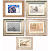 PORTINARI<br />Rarissimo conjunto de cinco obras, incluindo a magnifica pintura a óleo sobre tela e quatro complexos desenhos de grande dimensão, que deram origem ao painel DIVINA PASTORA do ano 1944.<br />Ex coleção Barão de Saavedra<br /><br />1 PORTINARI - Candido (Brodowski, SP 1903 — Rio de Janeiro, 1962)<br />31X46 cm./ 55x70 cm.<br />óleo sobre tela.<br />DIVINA PASTORA, 1944<br />Reproduzido no catálogo raisonné do Projeto Portinari<br />2188-FCO1014, volume 3, página 50.<br /><br />2 PORTINARI<br />42,5x58,5 cm. / 70,5 x86,5 cm.<br />Desenho a grafite lápis de cor.<br />Reproduzido no catálogo raisonné do Projeto Portinari<br />Santos, 1944. 2175 FCO1020, volume 3, página 46.<br /><br />3 PORTINARI<br />30,5X46,5 cm./ 58,5x74,5 cm.<br />Desenho a grafite.<br />A transfiguração, 1944<br />2168 FCO1022 volume 3, página 45.<br />Reproduzido no catálogo raisonné do Projeto Portinari<br /><br />4 PORTINARI<br />30,5X46,5 cm./ 42,5x58,5 cm.<br />Desenho a grafite/ papel azul.<br />Divina pastora.<br />Reproduzido no catálogo raisonné do Projeto Portinari<br />2182-FCO1017 volume3, página 48.<br /><br />5 PORTINARI<br />Desenho a grafite.<br />O batismo de Jesus, 1944<br />Reproduzido no catálogo raisonné do Projeto Portinari.<br />2169 FCO1021, volume 3, página 45<br /><br />Portinari dá início aos estudos de um mural para a casa dos barões de Saavedra − projetada pelo arquiteto Lucio Costa − em Correias, perto de Petrópolis (RJ). O tema escolhido é a Divina Pastora. Em outubro recebe em Brodowski carta da baronesa, dona Carmen Saavedra: Estou desde ontem num entusiasmo enorme com o maravilhoso desenho [...]. Confesso que ultrapassou de muito toda a beleza com que já contava. Estou agora ansiosa por ver começada essa nossa obra.[...] desde ontem ando à procura de Lucio Costa para lhe mostrar o estudo do mural − ele vai ficar louco!