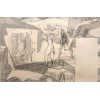 <p>PORTINARI - Candido (Brodowski, SP 1903 &mdash; Rio de Janeiro, 1962) 28x17,5 cm./ 56x45,5 cm. Desenho a grafite. O batismo de Jesus, 1944 Reproduzido no cat&aacute;logo raisonn&eacute; do Projeto Portinari. 2169 FCO1021, volume 3, p&aacute;gina 45 &ldquo;Divina Pastora&rdquo; [FCO 1013] TEMAS: Religioso:Cenas Religiosas:Batismo de Jesus Religioso:Jesus Religioso:Santos:S&atilde;o Jo&atilde;o Batista Figura Humana:Grupo:Homens Figura Humana:Figura DESCRI&Ccedil;&Atilde;O: Composi&ccedil;&atilde;o em preto e branco. Linhas de contorno e &aacute;reas de sombras. S&atilde;o Jo&atilde;o batizando Jesus e tr&ecirc;s pessoas observando a cena. &Agrave; direita do suporte espa&ccedil;o em forma de ret&acirc;ngulo, em branco, correspondente &agrave; porta da parede da sala de jantar onde seria realizada a pintura mural. As figuras est&atilde;o esquematizadas. Ao centro, figura em p&eacute;, de frente, com bra&ccedil;os abertos. A seu lado esquerdo, S&atilde;o Jo&atilde;o em p&eacute;, de perfil para a esquerda, segura na m&atilde;o esquerda uma cumbuca que est&aacute; acima da cabe&ccedil;a de Jesus. Um pouco mais ao fundo, &agrave; esquerda, grupo de tr&ecirc;s figuras em p&eacute;, olhando na dire&ccedil;&atilde;o de Jesus e de S&atilde;o Jo&atilde;o. O fundo e o ch&atilde;o s&atilde;o geometrizados em &aacute;reas irregulares esquem&aacute;ticas claras e escuras, sugerindo morros.</p>