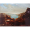 Albert Bierstadt ( 1830-1902 )<br />MEDIDAS: 24 x 30 cm./ 48x54 cm.<br />TEMÁTICA: o.s.m.<br />TEMÁTICA: Rocky Mountains<br />MOLDURA: sob medida, madeira laqueada e folha ouro.<br />Cotação internacional media: € 100.000 / 300.000<br />____Albert Bierstadt foi um dos mais proeminentes e influentes pintores de paisagens americanas do século XIX. Fazia pinturas detalhadas das Montanhas Rochosas e Serra Nevada, foi o primeiro a pintar a grandeza do oeste americano.<br />Nascido perto de Dusseldorf, Alemanha, Bierstadt emigrou, com sua família, aos dois anos de idade para New Bedford, Massachusetts. <br />Só voltou a Dusseldorf aos 21 anos. Estudou na famosa “Royal Academy”, sob a tutela de Andreas Aschenbach e Friedman Karl Lessing, aprendeu os princípios da Escola de Dusseldorf, caracterizada pela atenção aos detalhes, exagerados efeitos atmosféricos, e composições heróicas, uma combinação perfeita para aumentar o apelo romântico da paisagem.<br />Durante seus quatro anos de estudo, Bierstadt viajou extensivamente pela Europa, desenhando e pintando com os amigos americanos que também estudaram na Academia Real incluindo Sanford Gifford, Leutze Emanuel, e Whittredge Worthington. Ao aperfeiçoar suas habilidades no elitista panorama europeu, Bierstadt retornou a New Bedford em 1857, para posteriormente viajar às montanhas brancas de New Hampshire, onde encontrou grande inspiração artística. No ano seguinte, expôs pela primeira vez na Academia Nacional de Design, em Nova York, expondo catorze quadros com temas da europeus e americanos. <br />Em 1860, tornou-se membro pleno, acadêmico, da Academia Nacional Americana. Neste ano, Bierstadt, veria pela primeira vez as paisagens que se tornariam a peça central de sua carreira e ajudariam a tornar-se o mais famoso e prestigiado artista americano do século XIX. Anexando-se a uma expedição militar designada para pesquisa das rotas nas Montanhas Rochosas do Wyoming. Bierstadt não só revelou, por meio de suas pinturas, a vastidão da paisagem ocidental, mas também, retratou em detalhes a sua flora, fauna e habitantes humanos. Nas montanhas, coletou vasto material para as pinturas que seriam executadas depois de sua volta em seu estúdio de Nova York. Ele não só fez esboços, em pequenos formatos, mas também tirou fotografias, sendo um dos primeiros artistas a reunir material do oeste americano. Exibiu estas pinturas temáticas das Montanhas Rochosas na Academia Nacional de Design. <br />Nos dois anos seguintes, ele e seu amigo Emanual Leutze voltaram sua atenção para a pintura cenas militares, de acampamentos da Guerra Civil e dos Fortes Apaches. <br />Em 1863, no entanto, Bierstadt, faz inúmeros esboços ao retornar para o ocidente numa longa e cansativa viagem que seguia a trilha Overland através de Nebraska, Wyoming, Utah, Nevada e Califórnia. Ao chegar em São Francisco, ele se encontrou com amigos artistas e seguiu para uma excursão em Yosemite.<br />Foi em Yosemite que Bierstadt retratou as mais sutis gamas tonais e sensações do anoitecer. A partir daí, durante a década de 1860, seu trabalho alcança preços mais altos do que qualquer artista americano já havia recebido. O Congresso dos EUA destinou US$ 20.000,00 para compra uma tela e também encomendou dois murais históricos para o edifício do Capitólio. <br />A fim de satisfazer o mercado com suas pinturas temáticas, Bierstadt voltou a Califórnia em 1871 e permaneceu por dois anos e meio criando pinturas na Sierra Nevada, Tahoe e Yosemite. Ele ainda fez uma terceira viagem para a Califórnia em 1875 e uma excursão em 1889, mas desta vez para o Alasca.<br />O interesse pelo trabalho de Bierstadt começou a diminuir na década de 1880, quando o romantismo dramático do estilo Dusseldorf perdeu mercado em favor da escola Barbizon e, em seguida, do impressionismo francês. Em 1889 ele recebeu uma mensagem clara da mudança de gosto do público quando sua tela “The Last of the Buffalo, agora uma de suas mais famosas pinturas, foi rejeitada para a Exposição de Paris. <br />Bierstadt morreu em relativa obscuridade em sua casa em New York em 1902.<br />Embora Bierstadt tenha sido, e ainda é, mais conhecido por suas pinturas de paisagens monumentais, ele produziu um vasto corpo de excelentes trabalhos menores, pinturas acabadas principalmente de paisagens e animais. Estas obras, continuam a atingir, em leiloes americanos e europeus, alguns dos mais altos preços destinados a pinturas de artistas americanos do século XIX.<br />
