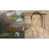 GUIGNARD, Alberto da Veiga Guignard (Nova Friburgo, RJ 1896 - Belo Horizonte, MG, 1962). <br />65x45 cm./ 115x95 cm.<br />FRENTE: Composição construtivista assinada em 1956.<br />VERSO: retrato de Konstantin Christoff (Strajitza, Bulgária 1923-Montes Claros, MG, 2011)<br />Óleo sobre madeira<br /><br />TEXTO CRÍTICO:<br />Em 1943 na Escola Nacional de Belas Artes, sob o titulo de Grupo Guignard, o próprio Guignard orienta, Iberê Camargo e Waldemar Cordeiro.<br /><br />Em 1944, já em Belo Horizonte, em seu curso livre na, hoje chamada, Escola Guignard, freqüentam suas aulas e absorvem suas idéias livres e progressistas, artistas como Amilcar de Castro, Lygia Clark e Farnese de Andrade.<br /><br />Ou seja, importantíssimos movimentos da segunda metade do século XX, tem manifestos produzidos e assinados por grupos, dos quais compunham alunos de Guignard que, por seu temperamento e vastíssimo conhecimento artístico, de formação européia, estimulava-os à criação, à intuição e expressão. Gerando, além da inquietude, a possibilidade de criação de novas linguagens.<br /><br />Certamente estamos diante de uma obra de cunho pessoal de Guignard. Uma obra única de sua coleção, marcada como maneira de propor, provocar e transitar à possibilidade do novo. Para melhor compreender essa obra, além de posicioná-la na época, faz-se necessário sua primaria desconstrução afim de perceber sua concepção construtiva. A obra trás elementos imperativos do concretismo, traços matemáticos e retos. O preenchimento dos espaços, se dá com cores que nos transportam a tons que visualizamos nas obras de outros artistas como: azuis em Lygia Clark, aos marrons em Iberê e aos pretos em Amilcar. O fator cromático também nos remete à época.<br /><br />Essa obra não deve ser tratada como uma obra atípica e sim, como uma raridade. Trata-se de uma obra assinada por um grande artista que influenciou, nesta exata época artistas outros, que subscreveram movimentos transformadores na historia da arte brasileira. Ou seja trata-se de uma obra que, nenhum outro museu ou colecionador, poderá possuir. Desta forma torna-se, não a mais emblemática, mas a obra mais rara, o impar no conjunto da obra de Guignard.<br /><br />Uma outa característica fundamental, além de estar reproduzida em livro, é o fato de que no verso do suporte, Guignard havia pintado uma clássica, lírica, de traços fluídicos e tintas liquefeitas, figura humana representando o artista búlgaro Konstantin Christoff.<br />