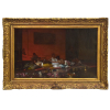 <p>ETTORE DE MARIA BERGLER (1850–1938)<br />Banhos de Pompeia<br />Óleo sobre tela. <br />Assinado e datado ano:1886.<br />MED: 74 X 47 CM <br />92 X 63 MOLDURA <br /><br />Ettore De Maria Bergler (1850–1938) foi o grande nome da pintura Art Nouveau na Itália, um mestre que imprimiu ao início do século XX a elegância e o lirismo do estilo Liberty, sua variante local do movimento. Nascido em Nápoles, de ascendência siciliana e vienense, Bergler teve uma formação robusta e viajada, estudando em Nápoles, Roma e Florença, onde absorveu as influências dos mestres Morelli, Dalbono e Palizzi, além do movimento Macchiaioli.<br />Sua obra mais emblemática pode ser vista nos afrescos do hotel Villa Igiea, em Palermo, onde o ciclo pictórico — dividido em Fragrância da manhã, Floralia e Fragrância da noite — dialoga poeticamente com os ritmos da vida: nascimento, morte e renascimento. As figuras femininas sinuosas, envoltas por flores, cisnes e pavões, celebram o ciclo do dia num balé de luz e cor, traduzindo visualmente a efemeridade e a beleza da existência.<br />Entre suas realizações destacam-se os afrescos da cúpula do Teatro Massimo, o camarote real do mesmo teatro, a Villa Whitaker e as decorações dos navios a vapor Dux, Roma, Caio Duilio e Giulio Cesare — verdadeiros símbolos do Art Nouveau italiano. Especialista em paisagens naturalistas da Sicília, Bergler foi reconhecido pela delicadeza atmosférica e pela luminosidade de suas obras, celebradas em exposições nacionais e internacionais, incluindo múltiplas Bienais de Veneza.<br />Seu talento para retratar a alma siciliana também aparece em retratos famosos, como os de Delia e Norina Whitaker e Donna Franca Florio, que refletem seu olhar atento às nuances humanas. Nomeado Cavaleiro e posteriormente Comendador da Coroa da Itália, e Oficial da Ordem dos Santos Maurício e Lázaro, Bergler ainda deixou legado como professor na Academia de Belas Artes de Palermo.<br />Em 2024, a Fundação Siciliana de Colecionismo reeditou seu legado com a mostra “Ettore De Maria Bergler e a busca da modernidade”, na Villa Zito, em Palermo — um merecido reconhecimento para um artista cuja obra ainda fascina e inspira colecionadores e especialistas. Suas pinturas, que transitam entre a tradição e a inovação, estão preservadas em importantes museus italianos, como as Galerias de Capodimonte (Nápoles), Roma e Ca’ Pesaro (Veneza), além de coleções particulares e públicas pelo mundo.<br />Faleceu em Palermo aos 88 anos, deixando um legado vivo, cuja valorização ultrapassa os tempos: sua obra já alcançou recordes em leilões, como o exemplar vendido na Sotheby’s Milão por quase cem mil dólares, prova da sua importância perene na história da arte.</p>