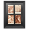 Cartões Postais com representação de obras do Salon de Paris, França 1900.<br /><br />Quadro com 4 Postais colecionáveis dos anos 1920, emparelhados em moldura preta destacando-se as peças com a representação de Nu Artístico e outras obras dos grandes mestres das exposições do Salão de Paris (em francês, Salon de Paris), que foi fundado em 1667 na capital francesa para exibir obras de arte, especialmente pinturas, dos membros da Academia Real de Pintura e Escultura.<br /><br />Medidas da unidade: 8,5 x 13,5 cm. Com moldura: 43 x 33 cm.<br /><br />Vê-se de cima para baixo e da esquerda para a direita:<br /><br />L. Deutsch - Sonate au Clair de Lune.<br /><br />Eug. Paul Ullman - Devant le Rideau.<br /><br />Lionel Rover - Télémaque Dans L'îlle de Calipso.<br /><br />F Cormon - Faunes et Bacchantes.