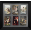 Cartões postais com representação de figuras femininas, Alemanha 1909.<br /><br />Quadro com 6 postais colecionáveis dos anos 1900 circulados em 1909, emparelhados em moldura preta em fundo de vidro, destacando-se as peças com a representação de modelos femininos em trajes íntimos e de banho. Verso escrito e selado com selo de 50 Reis.<br />Medidas da unidade: 8,5 x 13,5 cm. Com moldura: 43,5 x 46 cm.
