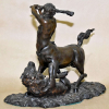 Anatole Jean GUILLOT (France, 1865–1911)<br />BRONZE MACIÇO<br />Centauro atacado por um leão <br />32x44x26 cm.<br />BIOGRAFIA: Foi um escultor e ceramista francês do século XIX. Inscrito na Escola Superior Nacional de Artes de Paris, foi aluno do escultor Alexander Falguière (vencedor do 1º Grande Prêmio de Roma em 1859) e de Jean Gautherin. O artista trabalhou ativamente de 1887 a 1911.