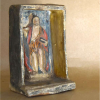 ORATÓRIO DE ALGIBEIRA, MINAS GERAIS XVIII, S.J.BATISTA talcita policromada<br /><br />14x8x7 cm.