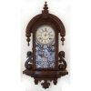 Ansonia Clock company -N.Y- U.S.A. - Modelo Habana, 1901. Frontão com vidro original jateado em pavões. 67x34x13 cm. Peso:4,5 kg.<br />FONTE: http://www.antiqueansoniaclocks.com/Ansonia-Model-0365.php