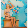 YARA TUPINAMBÁ (Montes Claros, 1932)<br />med.: 170 x 160, pintura em técnica mista - óleo sobre painel de eucatex e giz de cera - Sem título: figura mulher, pássaro e pipas, 1972. <br /><br />BIOGRAFIA: Yara Tupynambá Gordilho Santos (Montes Claros MG 1932). Pintora, gravadora, desenhista, muralista e professora. Tem seu primeiro emprego aos 17 anos de idade como concursada em datilografia, na Caixa Econômica Estadual. Lá permanece por dois anos e, por datilografar com agilidade, faz um acordo com o chefe e consegue mais tempo livre, o qual utiliza para desenhar. Inicia-se nos estudos de arte com Guignard (1896-1962), em 1950, em Belo Horizonte, além de estudar gravura com Misabel Pedrosa (1927), em 1954, e aperfeiçoar-se posteriormente com Oswaldo Goeldi (1895-1961), no Rio de Janeiro. Cursa a Faculdade de Artes Visuais da Universidade Federal de Minas Gerais - UFMG e, em 1967, defende tese sobre Albert Dürer. No ano seguinte, passa lecionar gravura na mesma universidade. Dedica-se à gravura, especialmente sobre madeira, preferindo o preto e branco à gama de cores. Em telas a óleo pinta congados, cavalhadas e violeiros, temas referentes a sua adolescência, e as andanças pelo interior do estado de Minas Gerais. Ela mesma fabrica algumas tintas vinílicas. É convidada a fazer um mural sobre a inconfidência mineira na reitoria da UFMG, inaugurado em 1969, e posteriormente torna-se se diretora da Escola de Belas Artes da mesma universidade. Na década de 1970, realiza diversos murais para residências, estabelecimentos comerciais e órgãos públicos, como o Minas, do século XVII ao século XX , feito para a Assembléia Legislativa de Minas Gerais. Executa um mural na Igreja Matriz na cidade de Ferros, Minas Gerais, no qual retrata Adão e Eva nus, fato que causa polêmica, obrigando o prefeito a colocar a obra no seguro. Pesquisa as pinturas do século XVIII em igrejas de Ouro Preto e Sabará, produzindo desenhos realizados sobre arcas e baús, e retratando cenas da época e símbolos como brazões. Lidera o Atelier Vivo na Bienal Nacional de São Paulo, em 1974, onde mostra uma pesquisa realizada na área educacional e com estandartes. Recebe bolsa de estudos do Pratt Institute e viaja para Nova York (Estados Unidos). Retorna a Belo Horizonte e torna-se assessora cultural da Empresa Mineira de Turismo - Turminas, além de ser responsável pela implantação de um programa do Ministério do Trabalho para requalificação do artesanato no estado de Minas Gerais. Em 1992, recebe o título de Cidadã Honorária de Belo Horizonte do governo de Minas Gerais. É escolhida pela crítica diversas vezes como destaque das artes, além de homenageada com poemas, como fez Carlos Drummond de Andrade (1902 - 1987) ao escrever o poema Exposição sobre a artista. FONTE ITAU CULTURAL<br />ARTISTA CITADO NO LIVRO: A escola Guignard: na cultura modernista de Minas, 1944-1962. <br />por Ivone Luzia Vieira, 1988