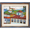 ESTEVÃO (José de Souza Estêvão, Belo Horizonte, 1925-Ouro Preto, 1977)<br />med.: 40 X 50 cm. (Com moldura:55x65 cm.)<br />óleo sobre tela.<br />Casa dos Contos<br />BIOGRAFIA:<br />Tratou de temas populares, como festejos populares da Bahia e de Minas Gerais. Em sua cidade natal começou a trabalhar como autodidata, fazendo placas e cartazes. Foi discípulo de Guignard.e de Edith Behring.<br />Participou, entre outras, das seguintes mostras coletivas:<br />1947 – Salão Nacional de Belas Artes, Rio de Janeiro, RJ, Medalha de bronze.<br />1952 – Salão Municipal de Belas Artes de Belo Horizonte, MG, Primeiro prêmio.<br />1964 – Artistas Mineiros, Galeria Atrium, Belo Horizonte, MG.<br />Fontes:<br />CAVALCANTI e Ayala. Dicionário Brasileiro de Artistas Plásticos. MEC/INL. 1973-77.<br />RIBEIRO, Marília Andrés; SILVA, Fernando Pedro. Um Século de História das Artes Plásticas em Belo Horizonte. Fundação João Pinheiro/Belo Horizonte, 1997.<br />ARTISTA CITADO NO LIVRO: A escola Guignard: na cultura modernista de Minas, 1944-1962. <br />por Ivone Luzia Vieira, 1988.