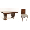 Conjunto de jantar ART DECO- mesa + 2 extensões, e 8 cadeiras. Design de Jayme Fonseca Rodrigues. SP, anos 1930. Mesa: 78x10x170 cm. Cadeiras: 87x48x43 cm. 